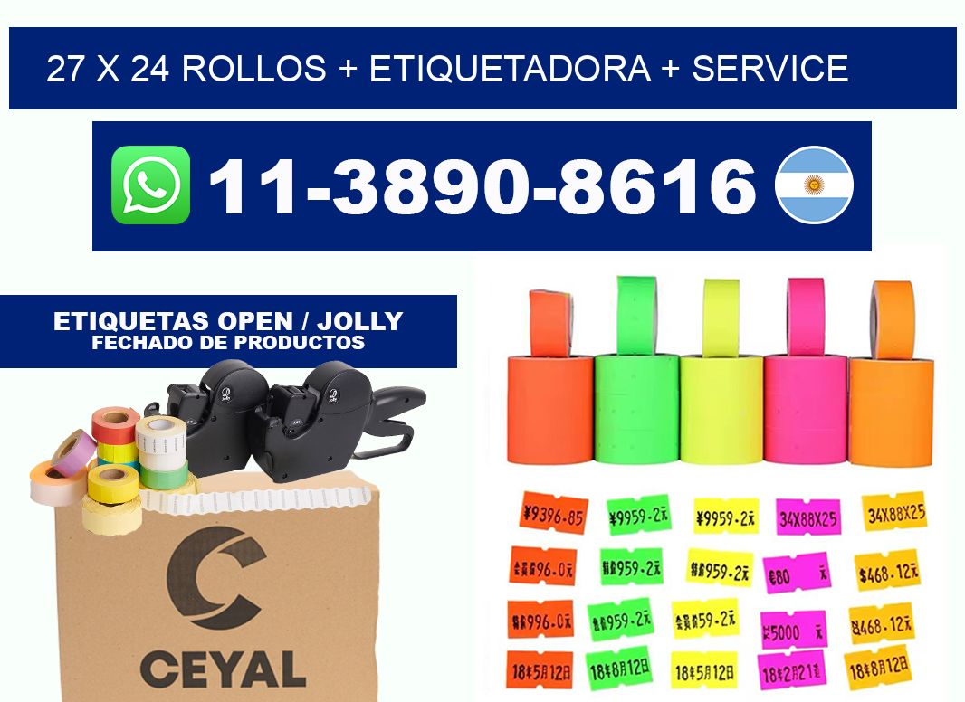 27 x 24 rollos + etiquetadora + service