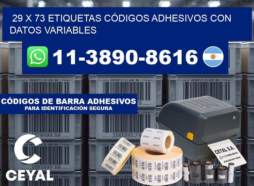 29 x 73 ETIQUETAS CÓDIGOS ADHESIVOS CON DATOS VARIABLES