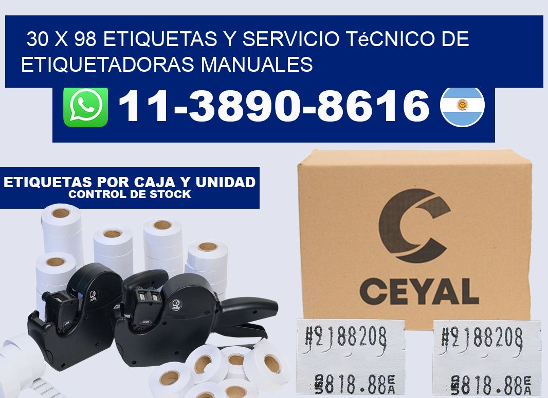 30 x 98 etiquetas y servicio técnico de etiquetadoras manuales