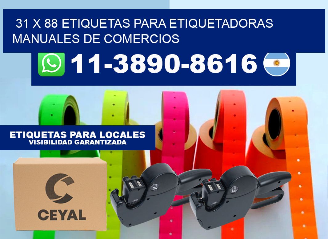 31 x 88 etiquetas para etiquetadoras manuales de comercios