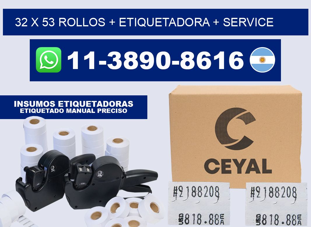 32 x 53 rollos + etiquetadora + service