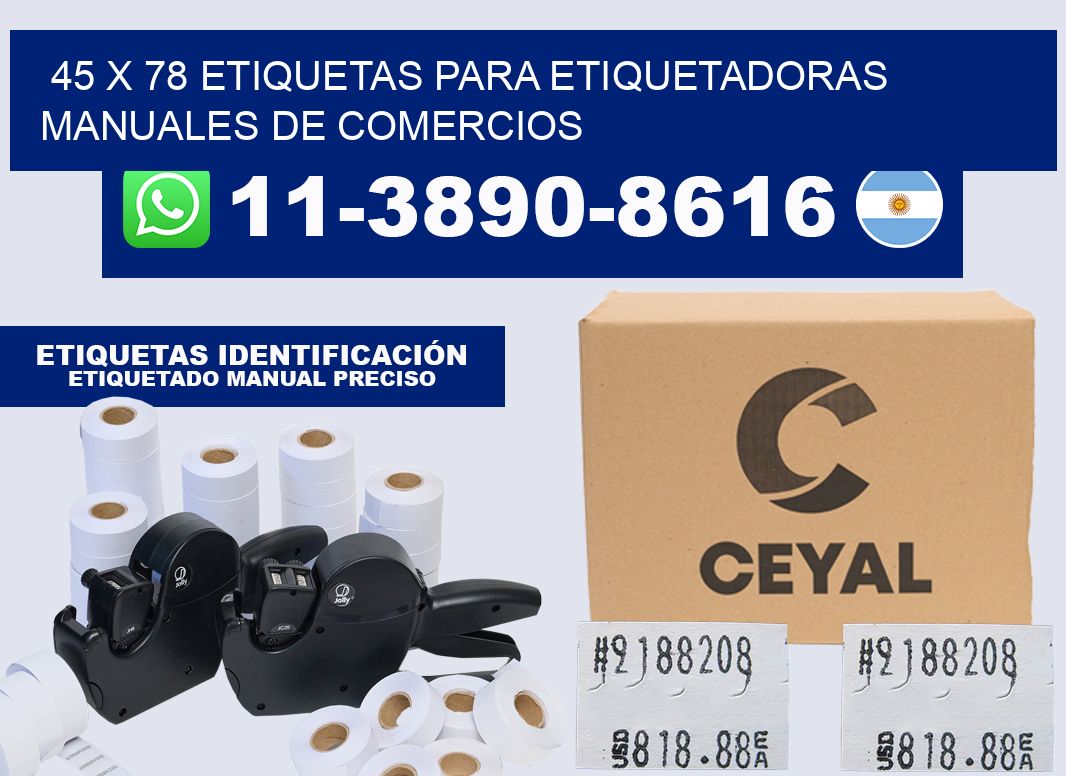 45 x 78 etiquetas para etiquetadoras manuales de comercios