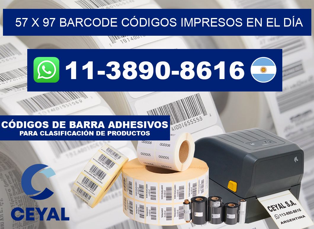 57 x 97 BARCODE CÓDIGOS IMPRESOS EN EL DÍA