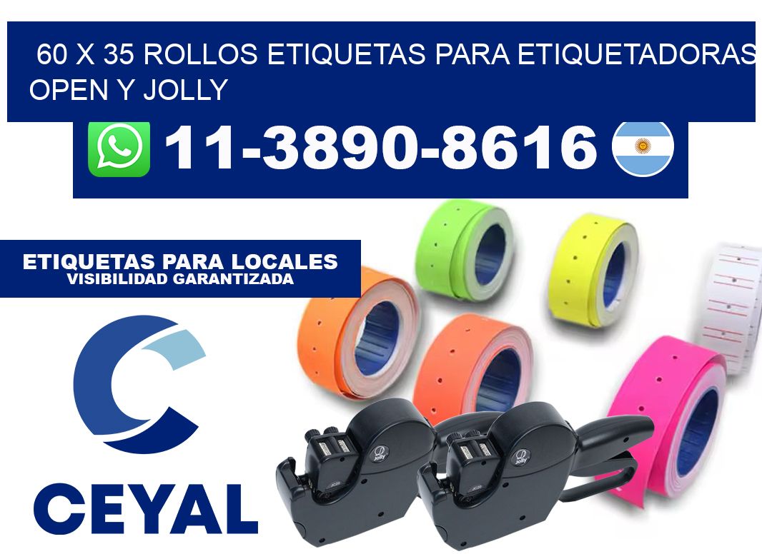 60 x 35 Rollos etiquetas para etiquetadoras open y jolly