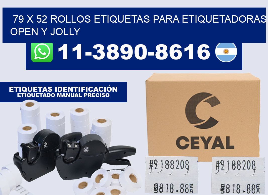 79 x 52 Rollos etiquetas para etiquetadoras open y jolly