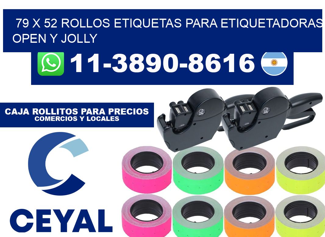 79 x 52 Rollos etiquetas para etiquetadoras open y jolly