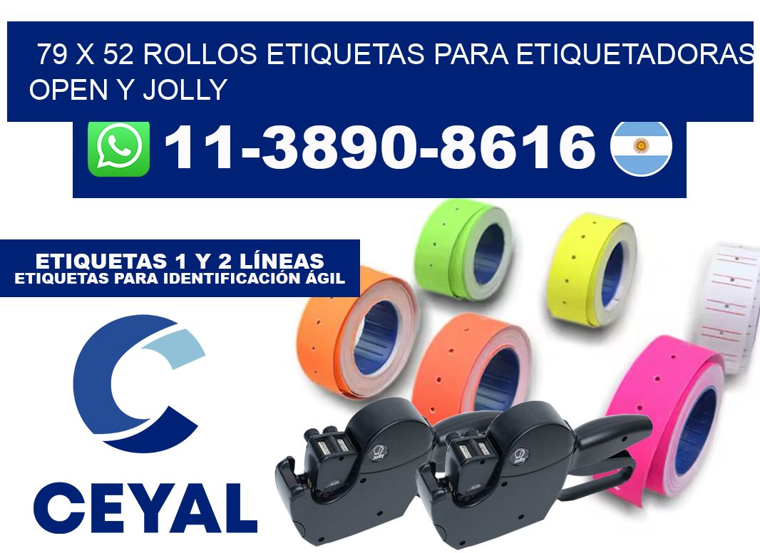79 x 52 Rollos etiquetas para etiquetadoras open y jolly