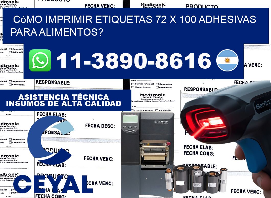 Cómo imprimir etiquetas 72 x 100 adhesivas para alimentos?