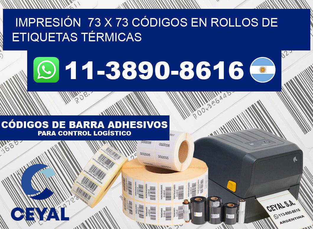IMPRESIÓN  73 x 73 CÓDIGOS EN ROLLOS DE ETIQUETAS TÉRMICAS