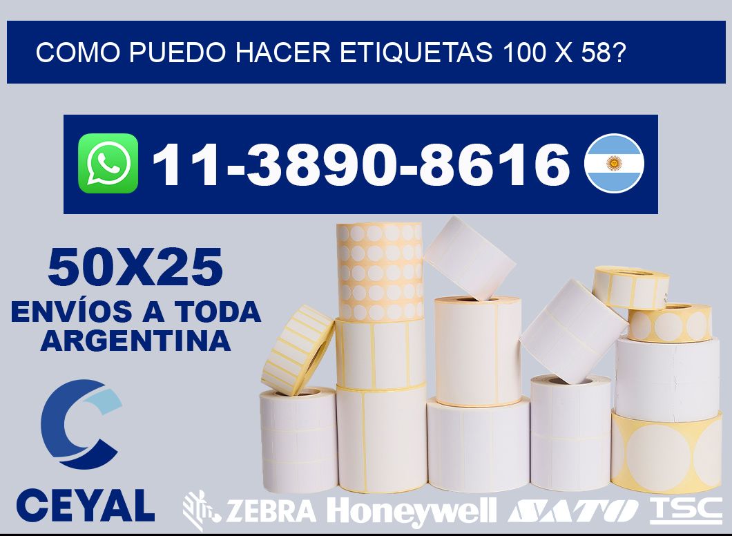como puedo hacer etiquetas 100 x 58?