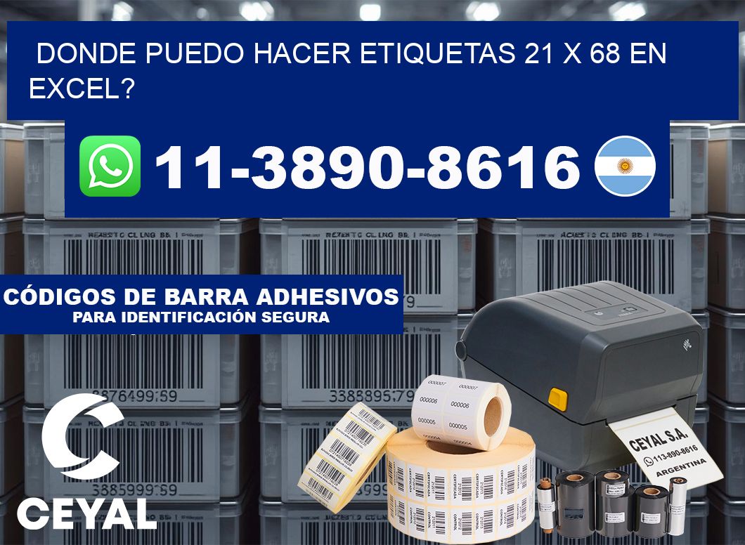 donde puedo hacer etiquetas 21 x 68 en excel?