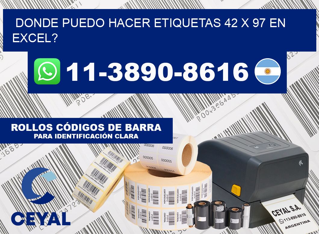 donde puedo hacer etiquetas 42 x 97 en excel?