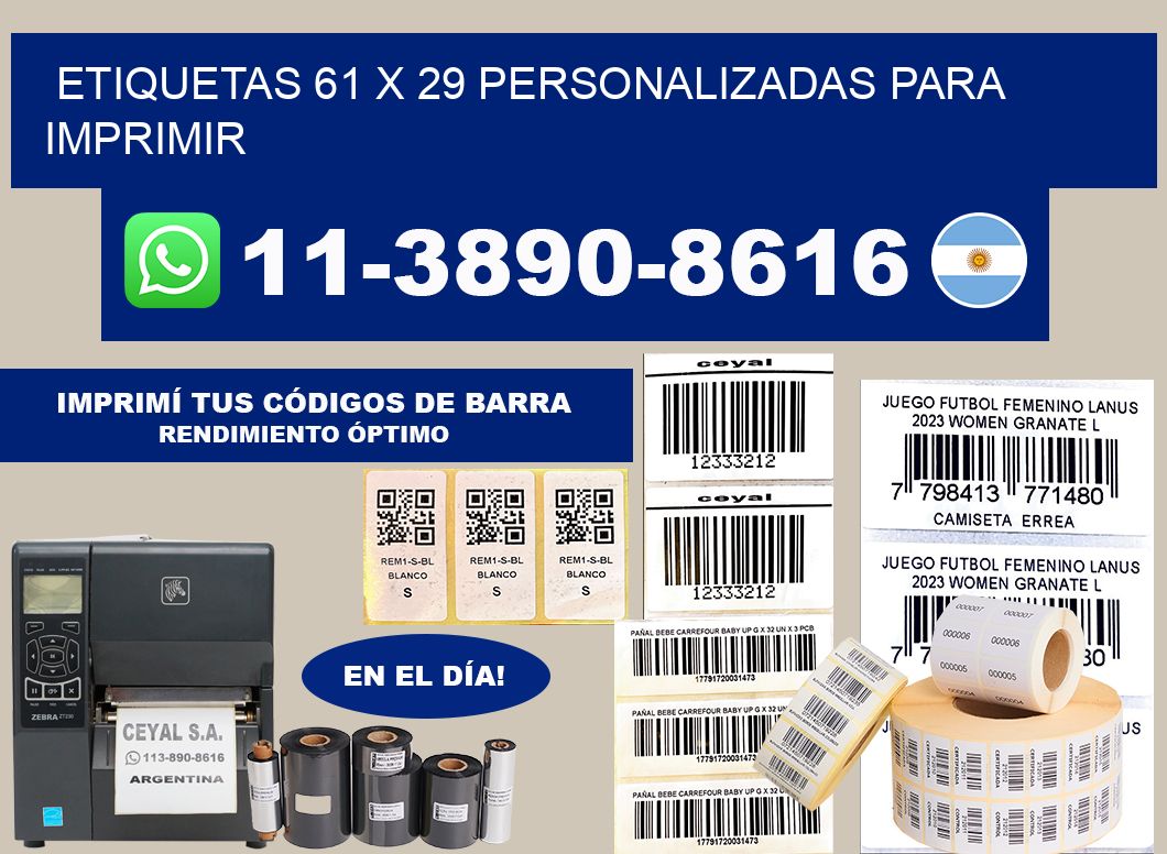 etiquetas 61 x 29 personalizadas para imprimir