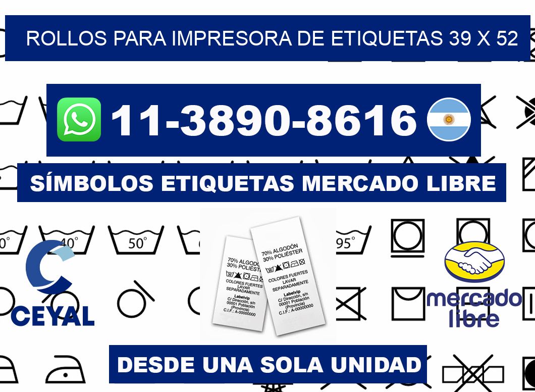 rollos para impresora de etiquetas 39 x 52