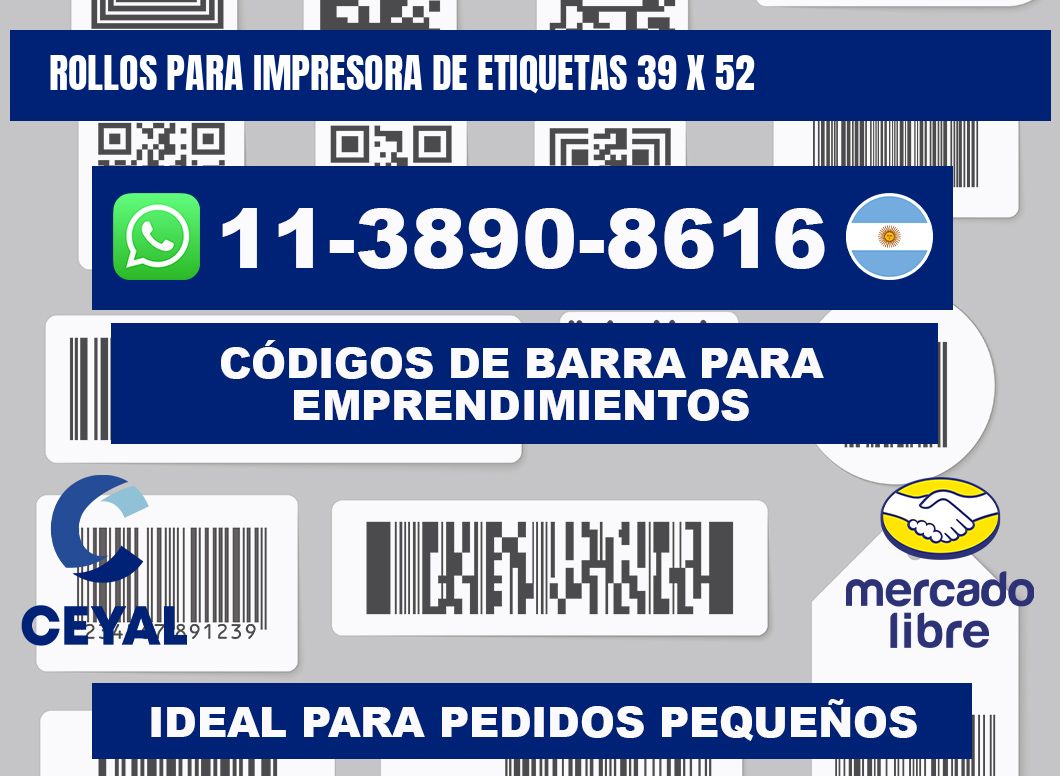 rollos para impresora de etiquetas 39 x 52