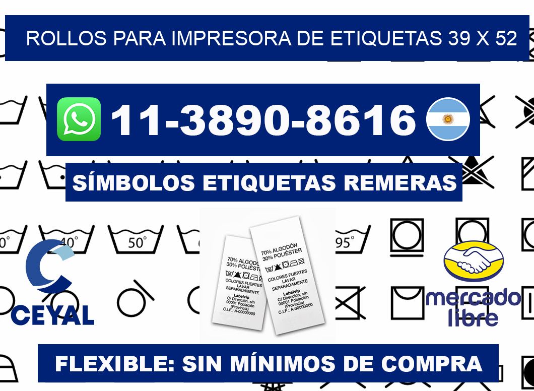 rollos para impresora de etiquetas 39 x 52