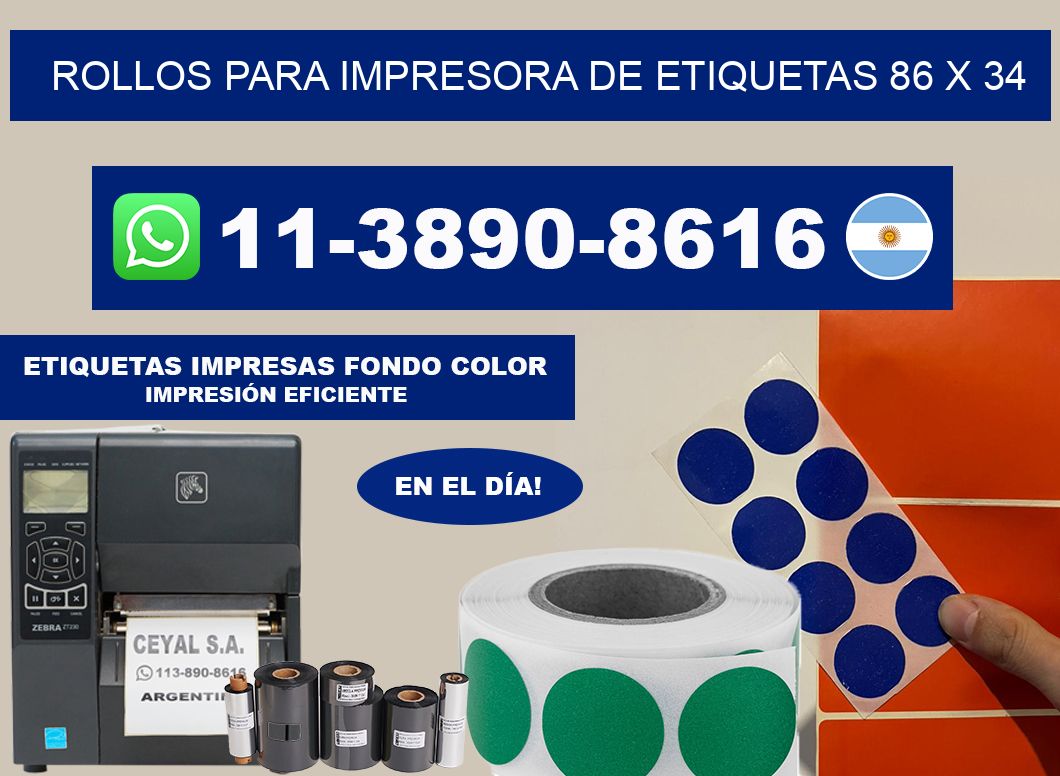 rollos para impresora de etiquetas 86 x 34
