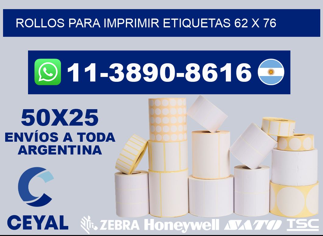 rollos para imprimir etiquetas 62 x 76