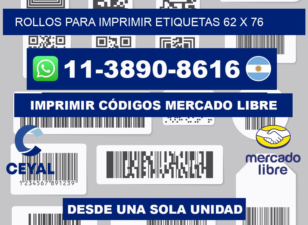 rollos para imprimir etiquetas 62 x 76