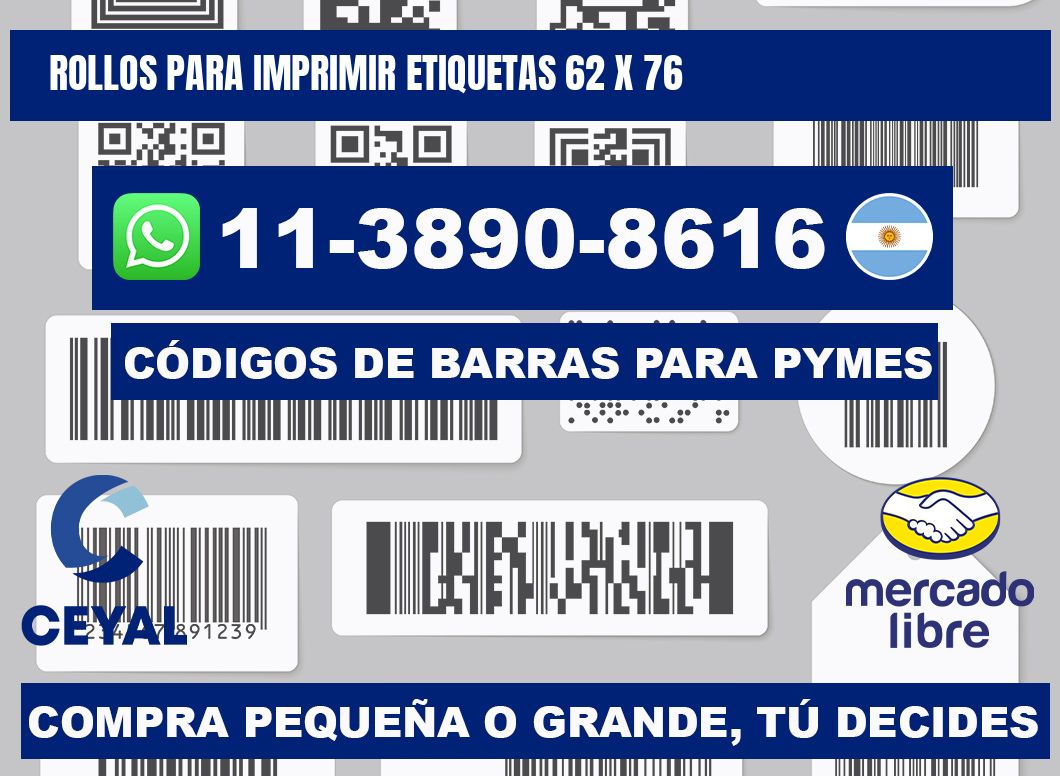 rollos para imprimir etiquetas 62 x 76