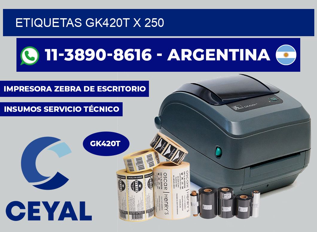 ETIQUETAS GK420T X 250