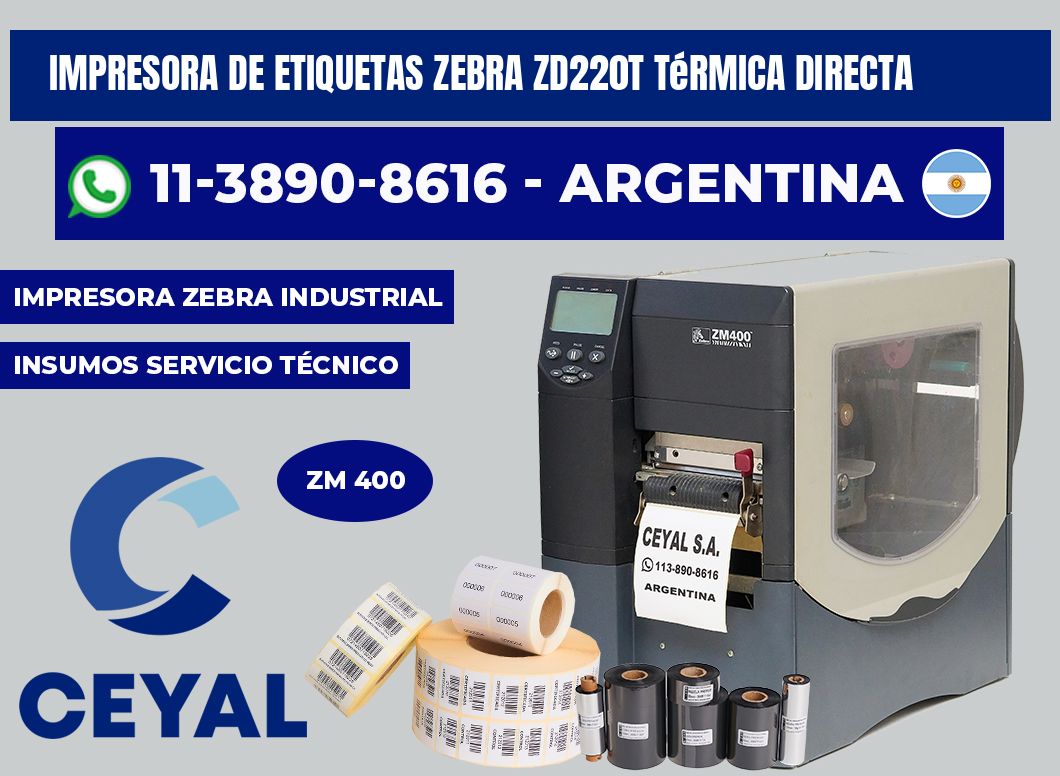 impresora de etiquetas zebra ZD220T térmica directa