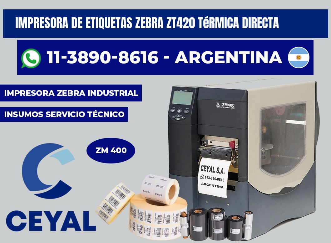 impresora de etiquetas zebra ZT420 térmica directa