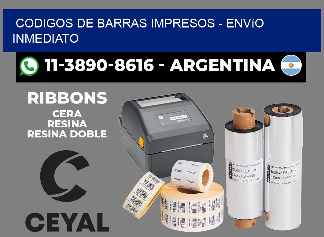 CODIGOS DE BARRAS IMPRESOS - Envío inmediato