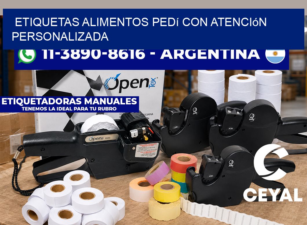 ETIQUETAS ALIMENTOS Pedí con atención personalizada