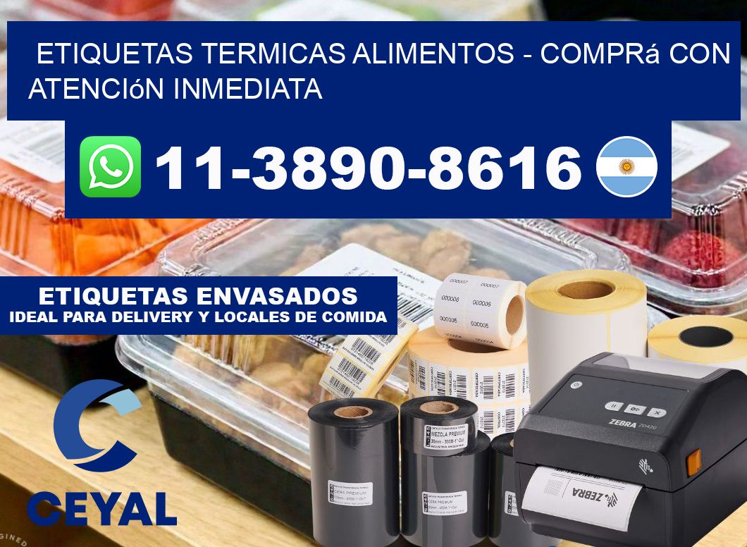 ETIQUETAS TERMICAS ALIMENTOS - Comprá con atención inmediata
