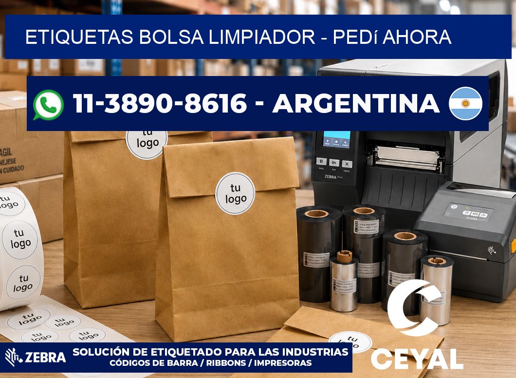 Etiquetas Bolsa limpiador - Pedí ahora
