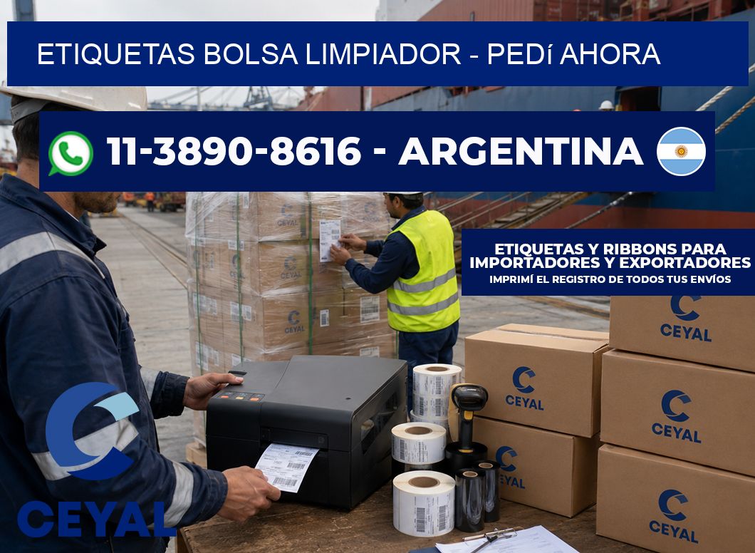 Etiquetas Bolsa limpiador - Pedí ahora