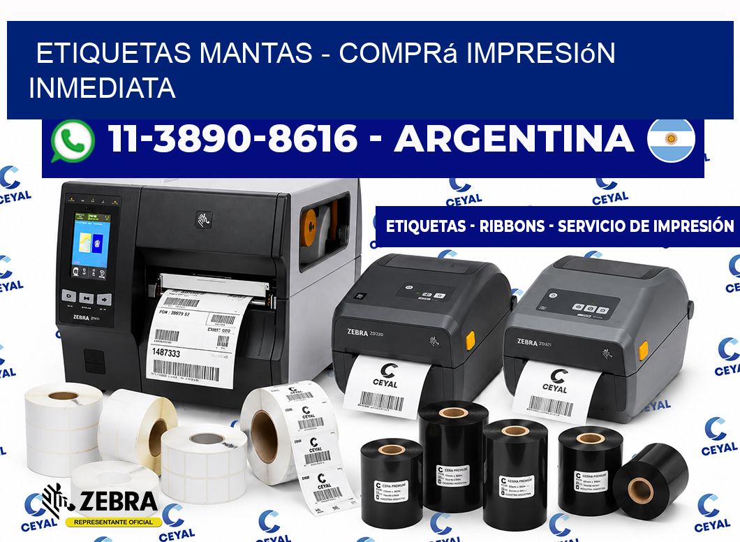 Etiquetas Mantas - Comprá impresión inmediata