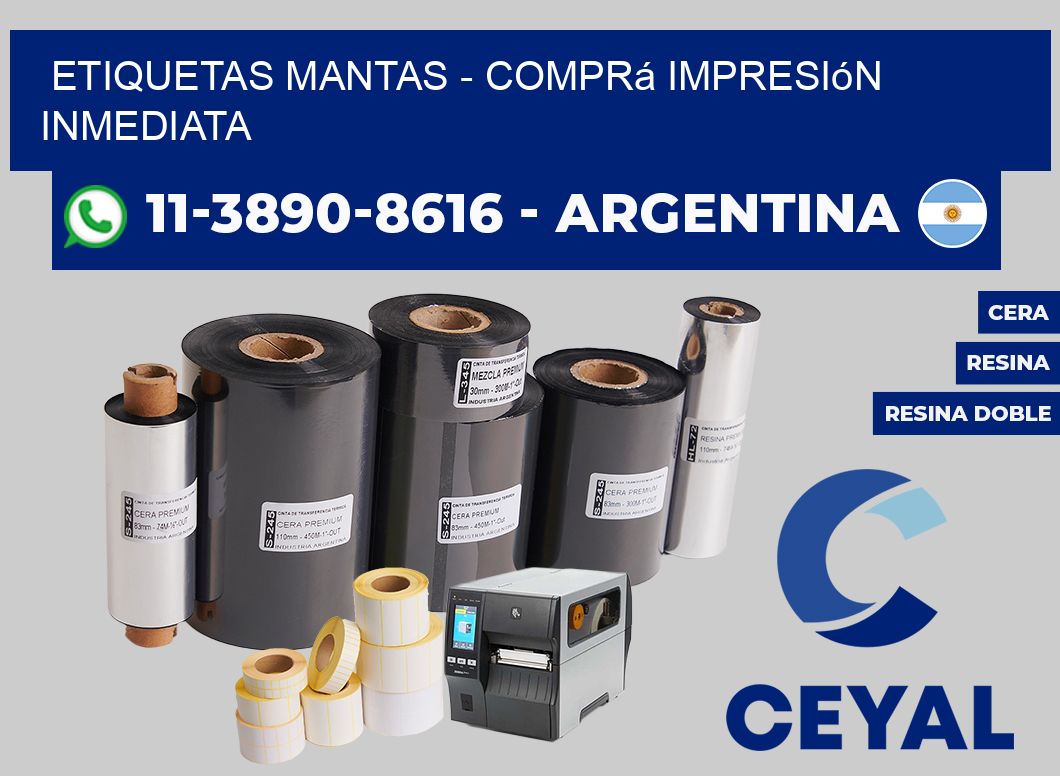 Etiquetas Mantas - Comprá impresión inmediata