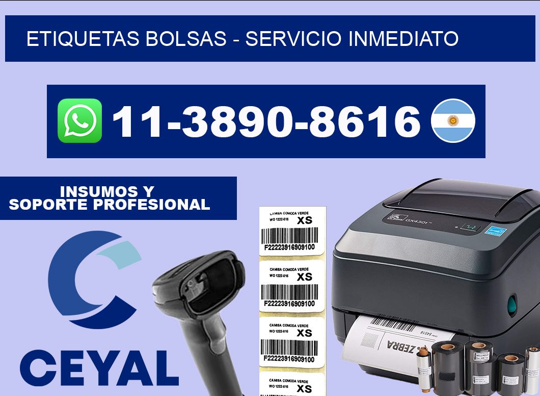 ETIQUETAS BOLSAS - Servicio inmediato