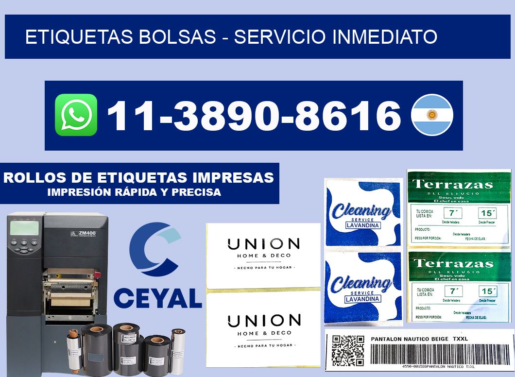 ETIQUETAS BOLSAS - Servicio inmediato