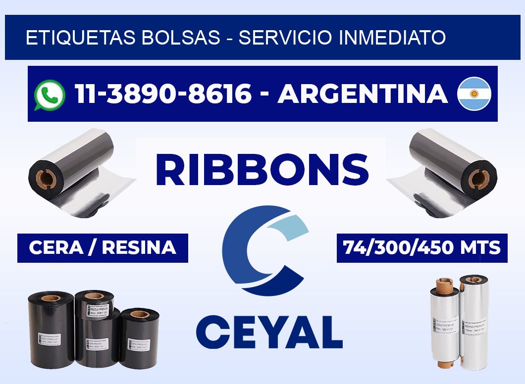ETIQUETAS BOLSAS - Servicio inmediato