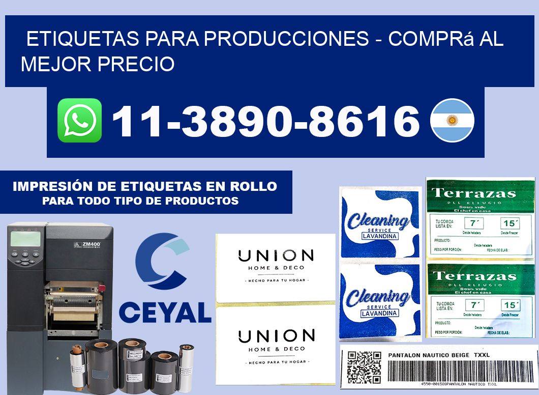 ETIQUETAS PARA PRODUCCIONES - Comprá al mejor precio