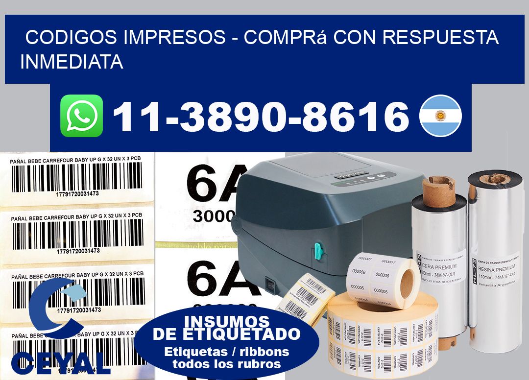 Codigos impresos - Comprá con respuesta inmediata