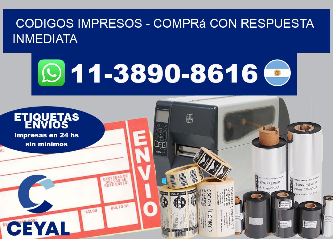 Codigos impresos - Comprá con respuesta inmediata