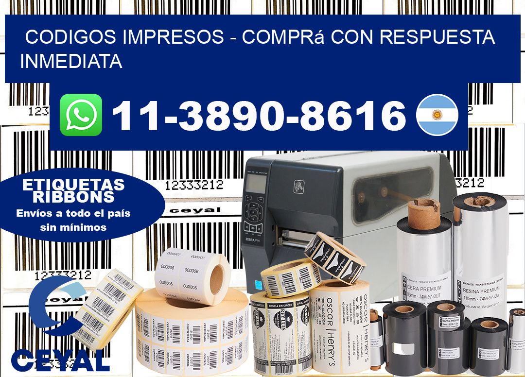 Codigos impresos - Comprá con respuesta inmediata