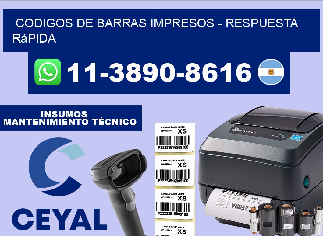 codigos de barras impresos - Respuesta rápida
