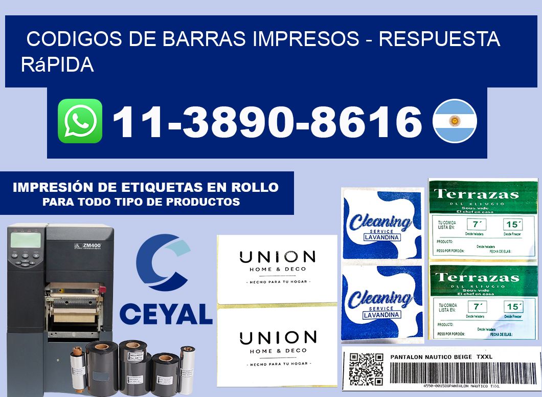 codigos de barras impresos - Respuesta rápida